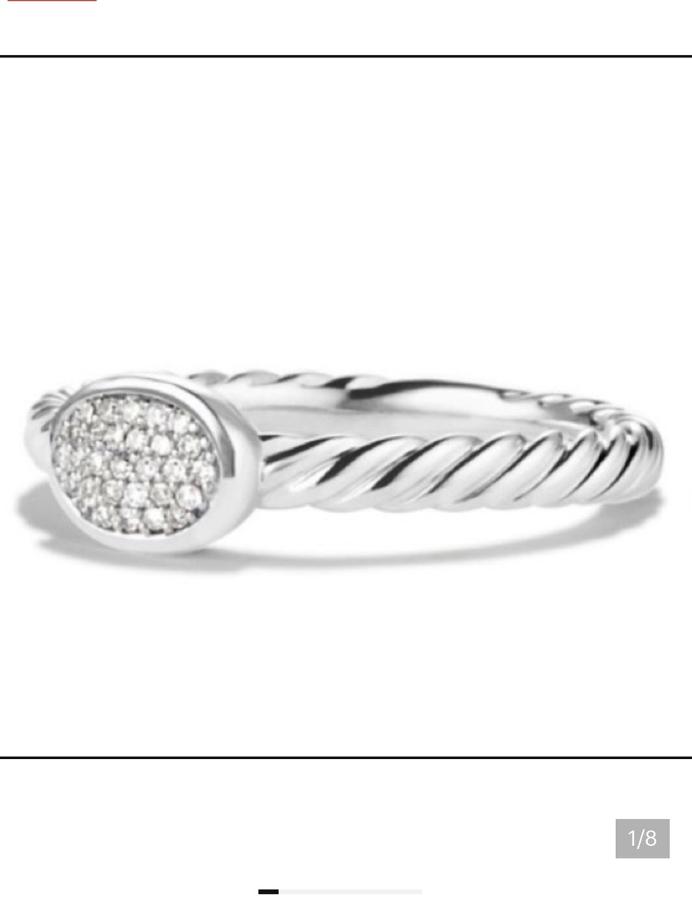 David Yurman Sterling Cable Ring with Pavé Diamond Oval